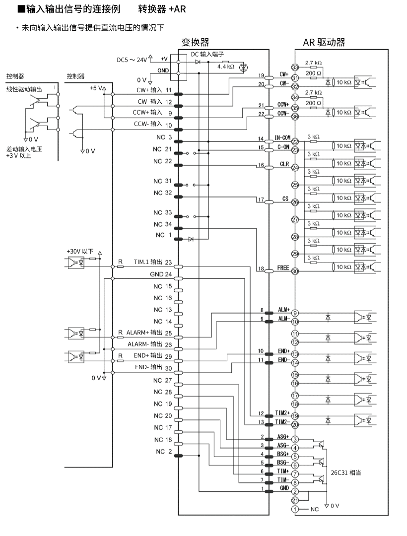 未對(duì)輸入輸出信號(hào)供應(yīng)DC電源時(shí)